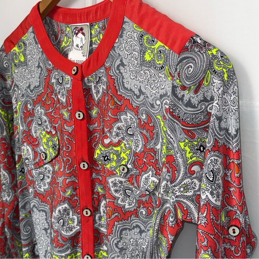 YOANA BARASCHI button down paisley print belted dress SMALL - Picture 6 of 12